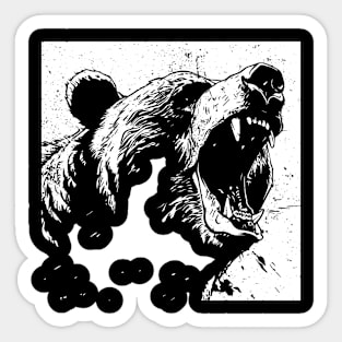 Roaring Grizzly Illustration - Grizzly Bear Sticker